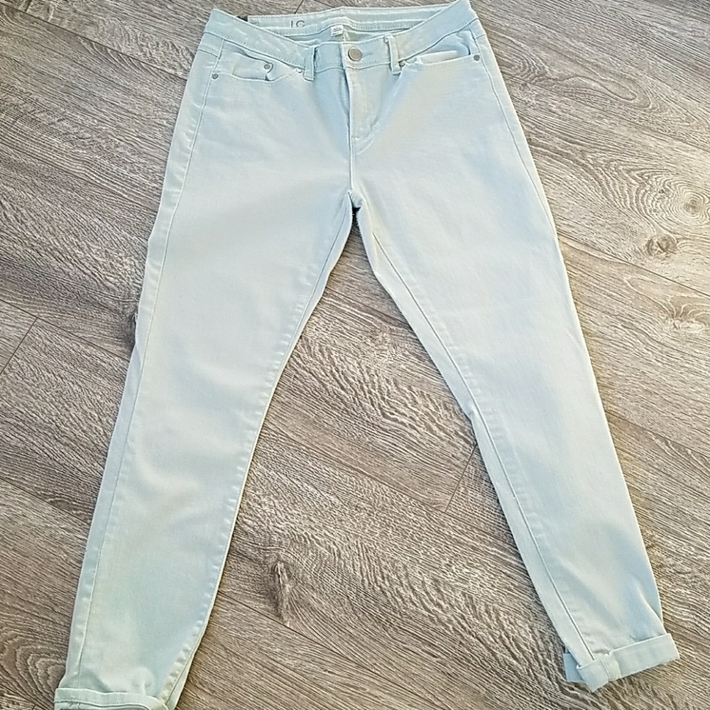 Lauren Conrad very pale green stretch jean.